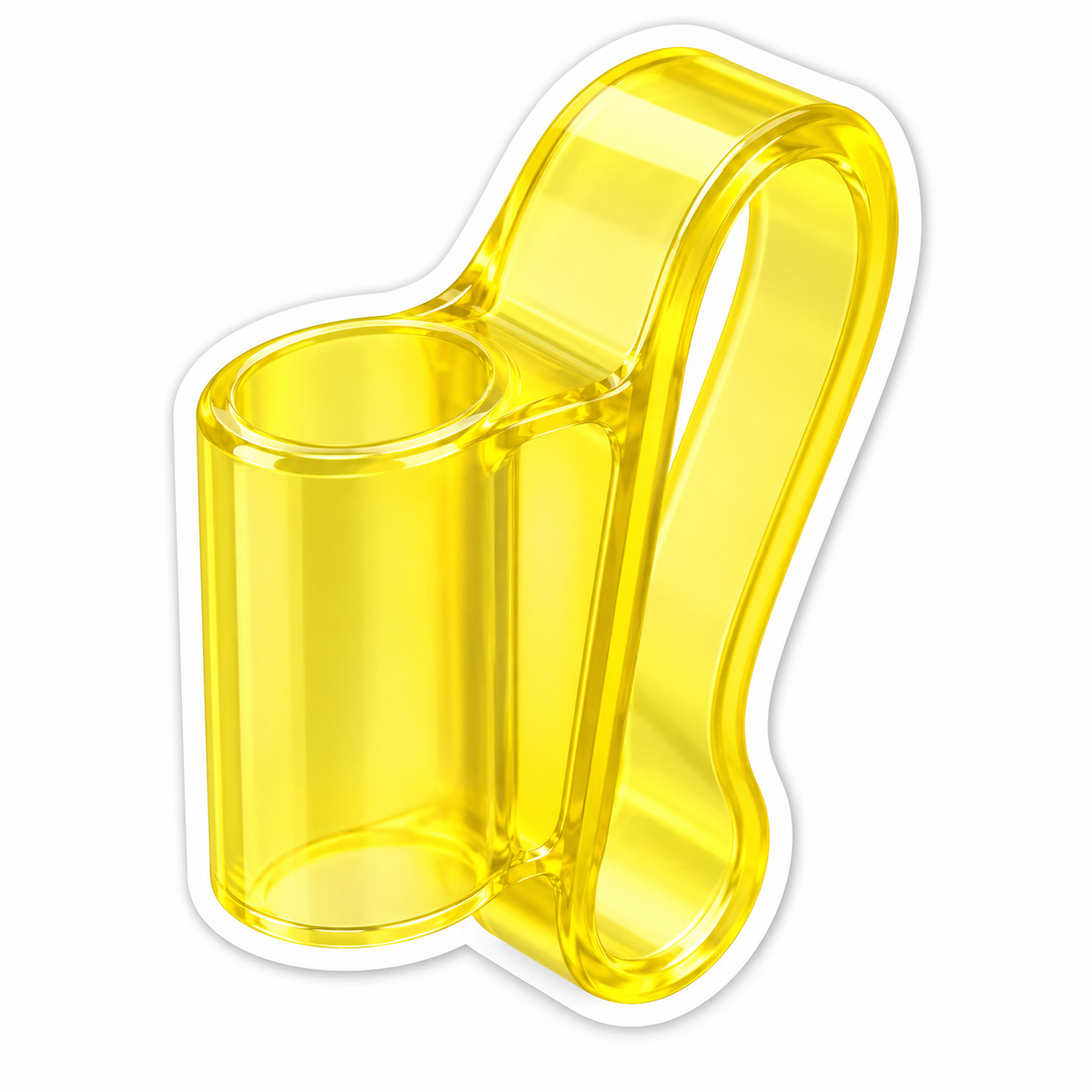 Clear Yellow Loop Clip with Hollow Cylinder Vinyl Decal Stickers