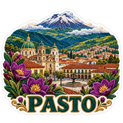 Pasto Cathedral Flowers and Volcano Art Vinyl Decal Stickers