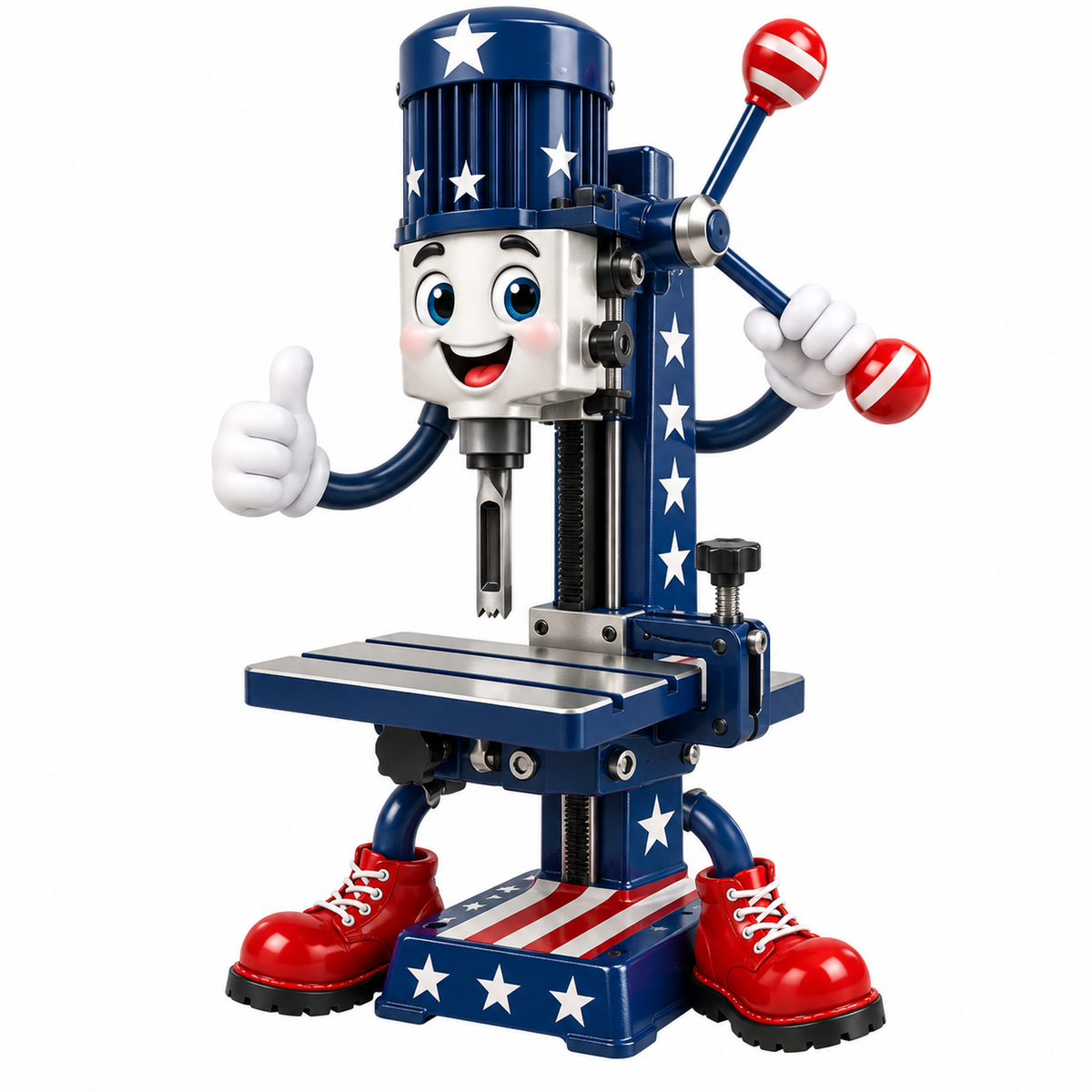 Patriotic Mortising Machine Mascot Art Vinyl Decal Stickers