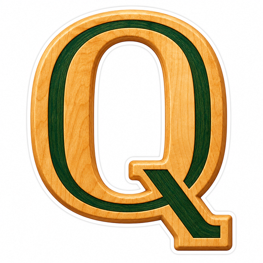 Honey Wood Green Inlay Letter Q Art Vinyl Decal Stickers