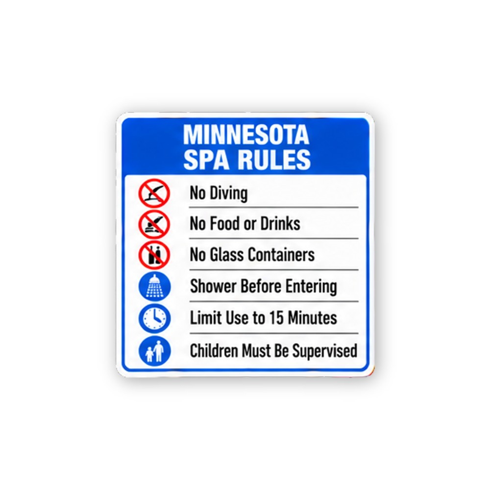Blue Minnesota Spa Rules List Portrait Vinyl Decal Stickers