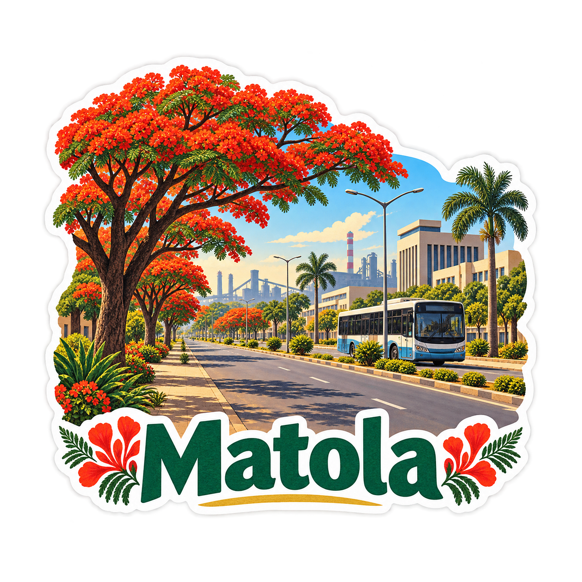 Matola Flame Tree Avenue Landscape Vinyl Decal Stickers