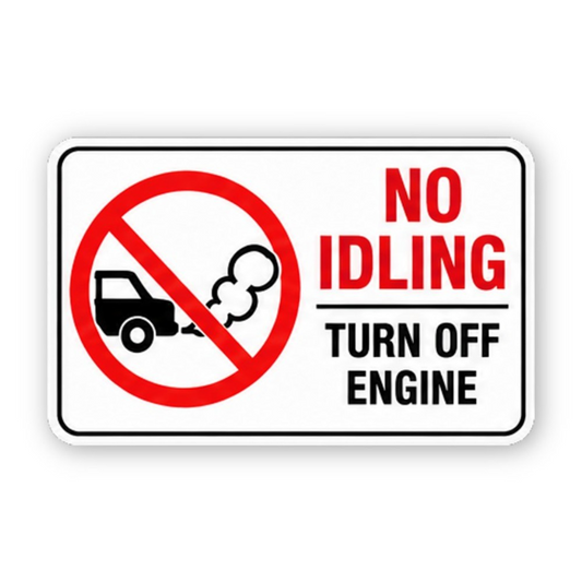 Black No Idling Crossed Exhaust Truck Panel Vinyl Decal Stickers
