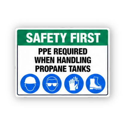 Green Propane Handling Four Gear Icons Panel Vinyl Decal Stickers
