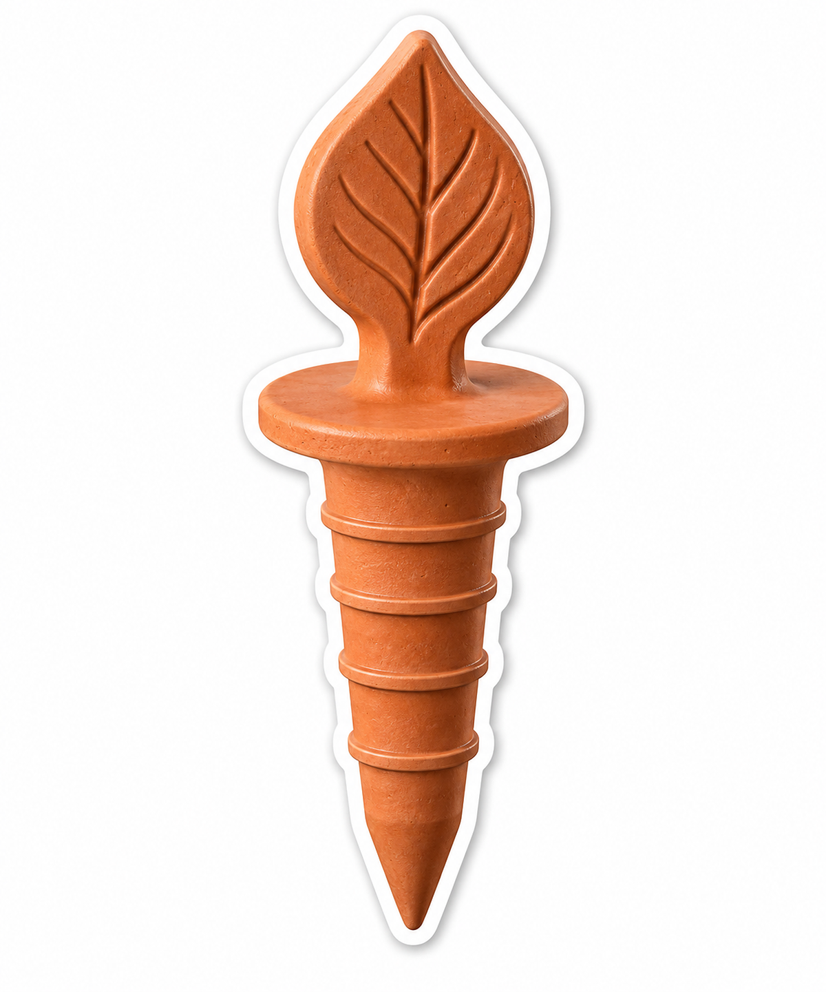 Terracotta Leaf Topped Ridged Plant Spike Vinyl Decal Stickers