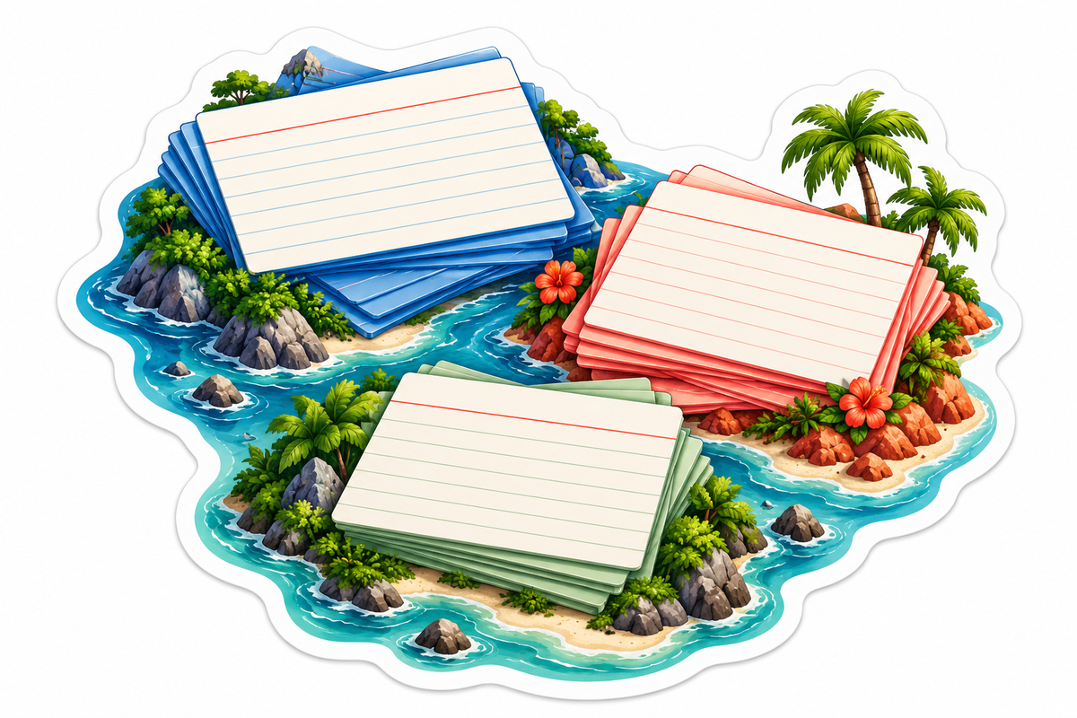 Index Cards on Three Tropical Islands Vinyl Decal Stickers