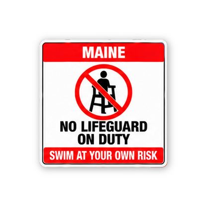Red Maine No Lifeguard Chair Portrait Vinyl Decal Stickers