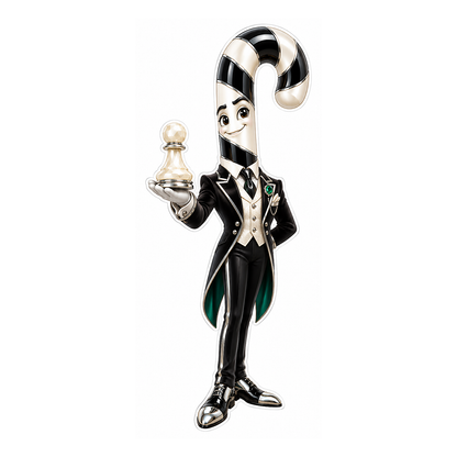 Black White Candy Cane Butler with Tray Art Vinyl Decal Stickers