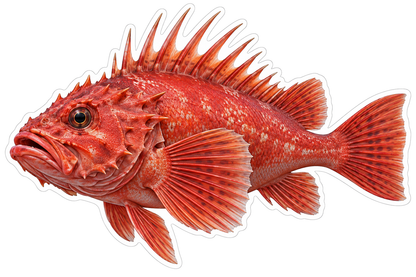 Scarlet Fish with Long Dorsal Spikes Art Vinyl Decal Stickers