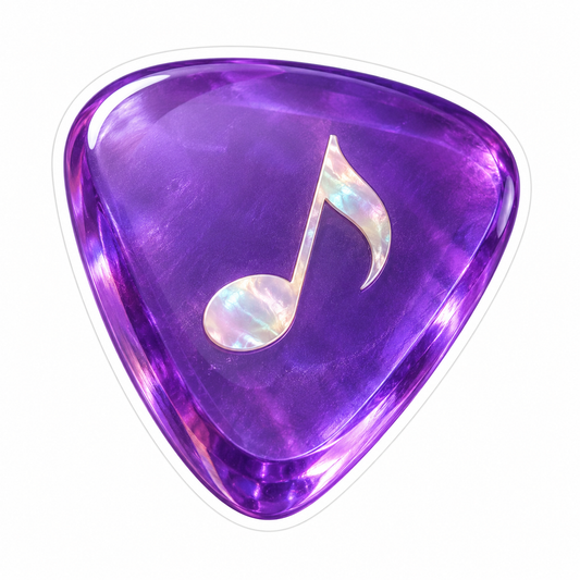 Purple Guitar Pick With Opal Music Note Art Vinyl Decal Stickers