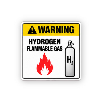 Yellow Warning Hydrogen Flame Cylinder Panel Vinyl Decal Stickers