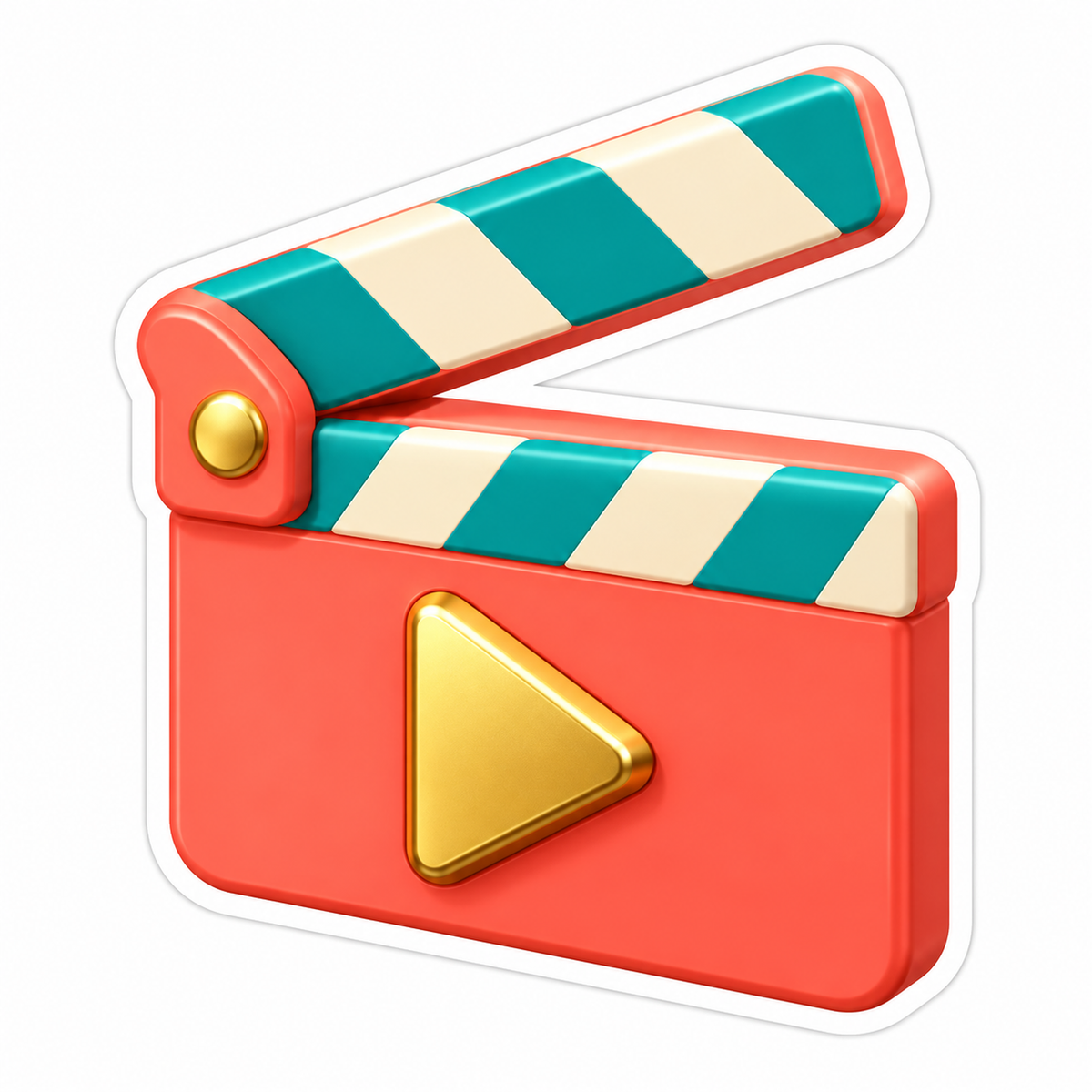 Coral Film Clapper with Teal Cream Stripes Vinyl Decal Stickers
