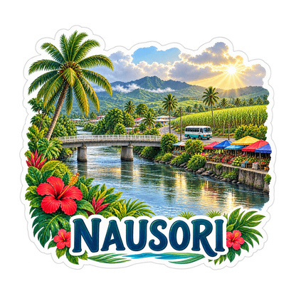 Nausori Tropical River Sunrise Art Vinyl Decal Stickers