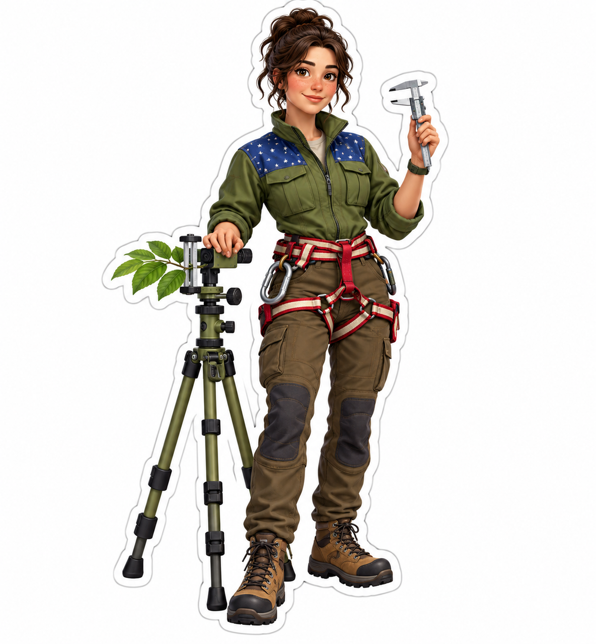 Woman Climbing Harness Caliper Branch Art Vinyl Decal Stickers
