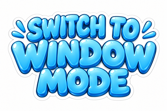 Switch to Window Mode Puffy Blue Text Vinyl Decal Stickers