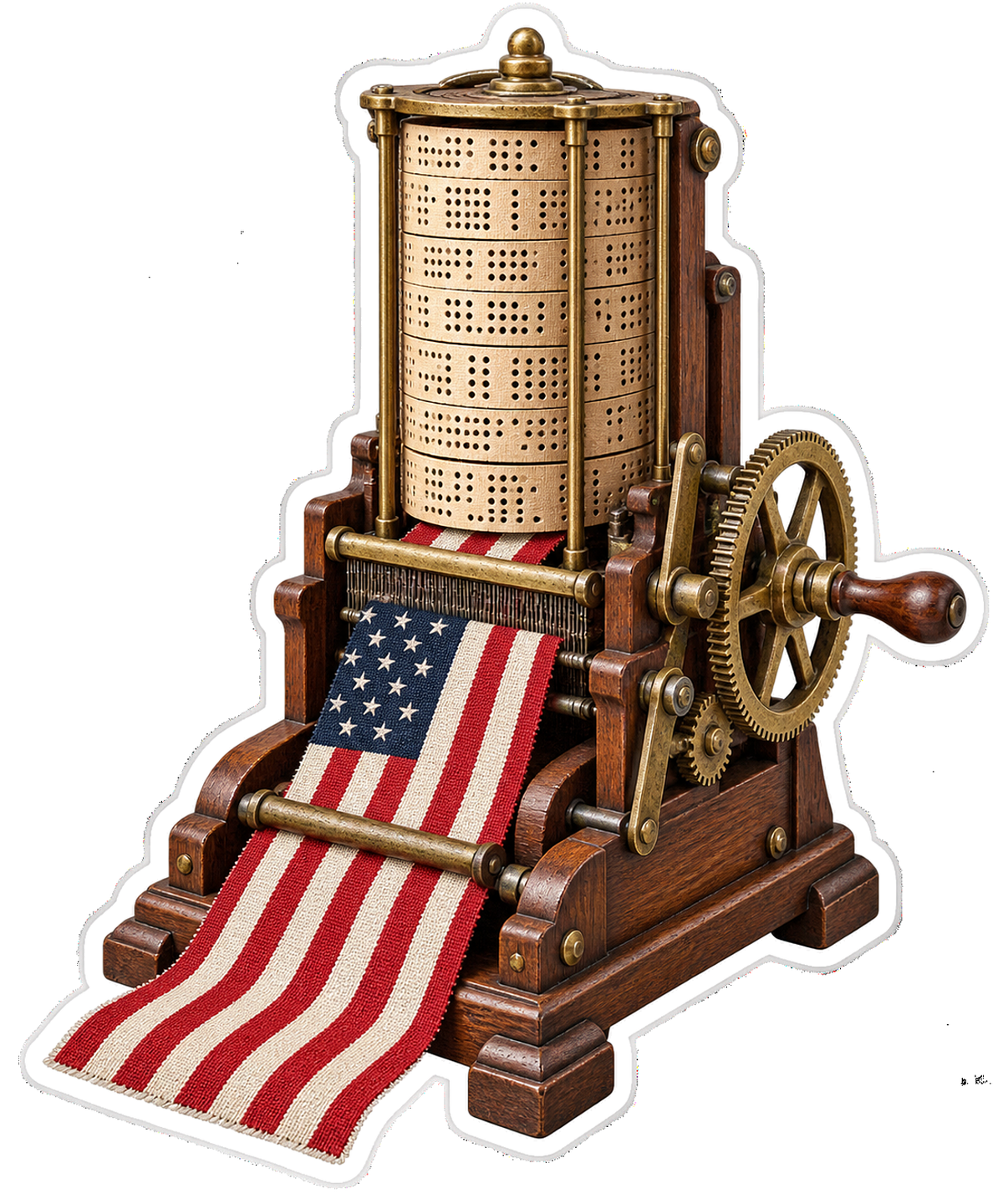 USA Flag Punched Card Machine Art Vinyl Decal Stickers
