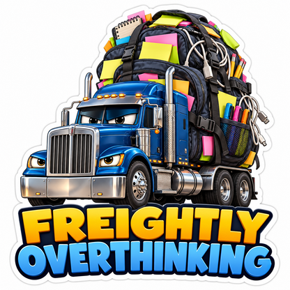 Blue Semi Truck Carrying Giant Backpack Art Vinyl Decal Stickers