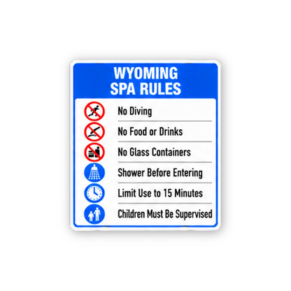 Blue Wyoming Spa Rules List Portrait Vinyl Decal Stickers