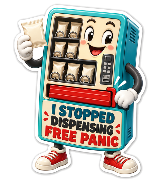 Teal Vending Machine Character with Packets Vinyl Decal Stickers