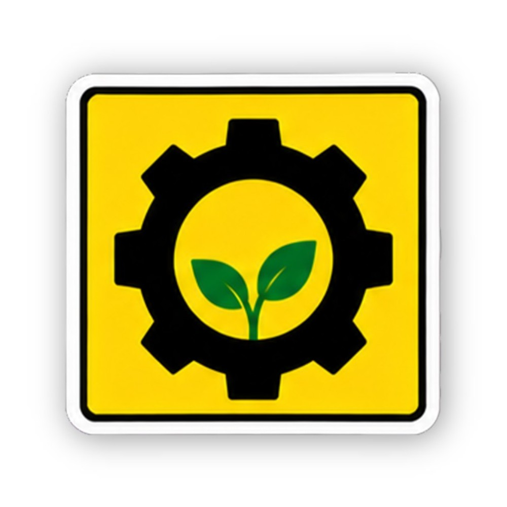 Yellow Black Gear Green Sprout Square Vinyl Decal Stickers