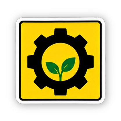 Yellow Black Gear Green Sprout Square Vinyl Decal Stickers