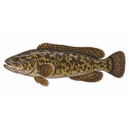 Mottled Brown Fish with Long Rounded Fins Vinyl Decal Stickers