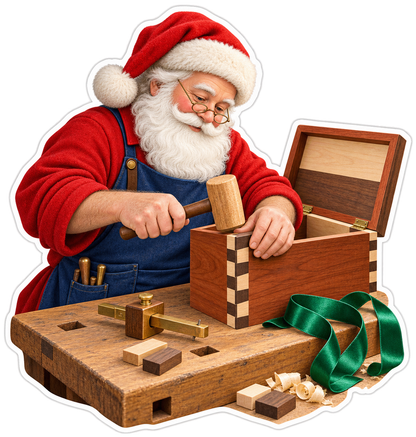 Santa Building Wooden Gift Box Art Vinyl Decal Stickers
