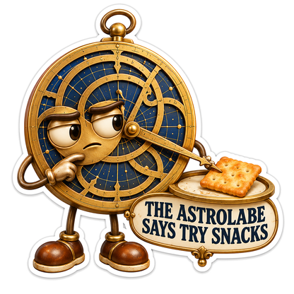 Gold Star Dial Mascot Holding a Cracker Vinyl Decal Stickers