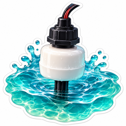 White Float Switch in Turquoise Water Vinyl Decal Stickers