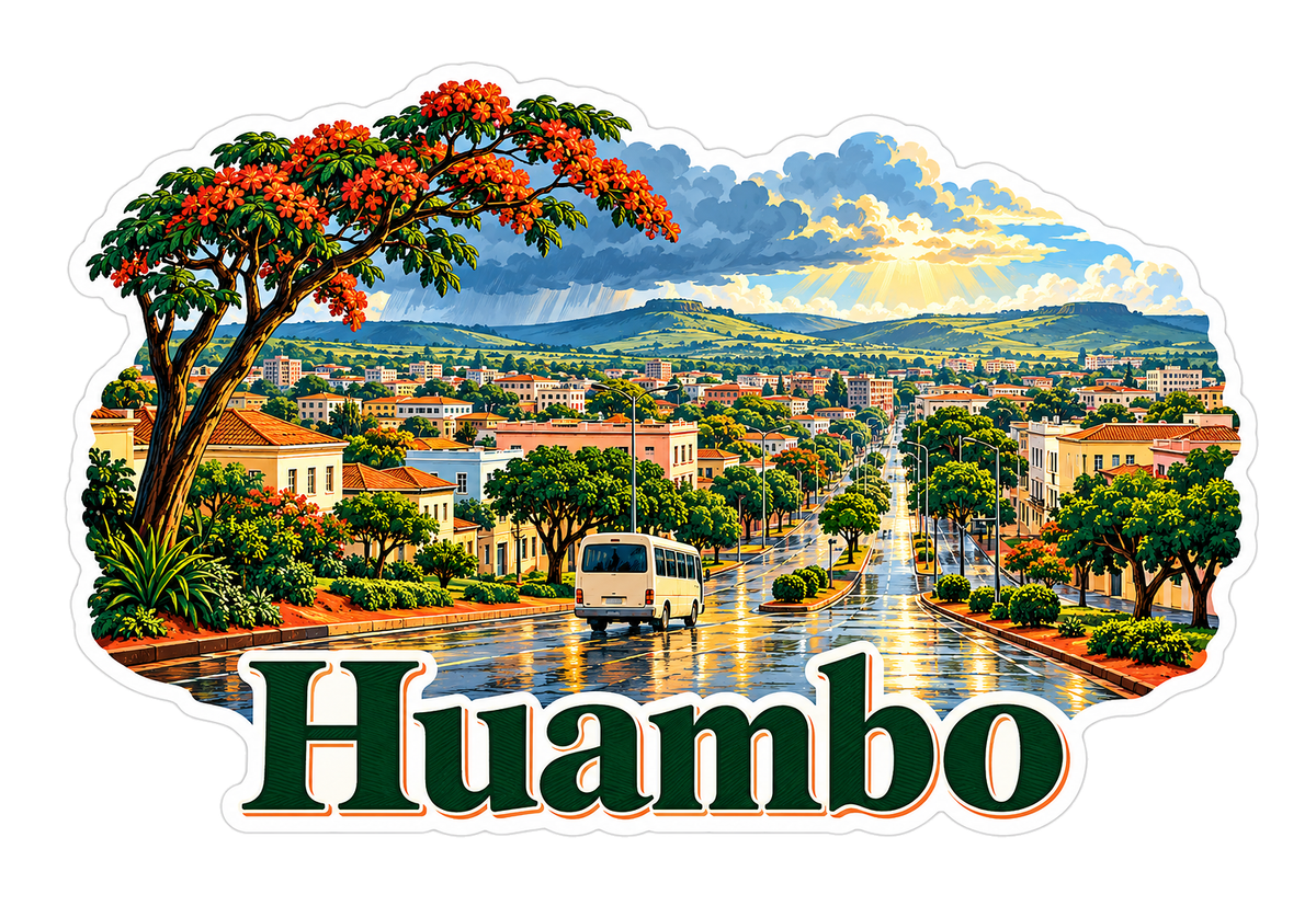 Huambo Rainy Avenue and Flowering Tree Vinyl Decal Stickers