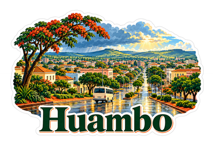 Huambo Rainy Avenue and Flowering Tree Vinyl Decal Stickers