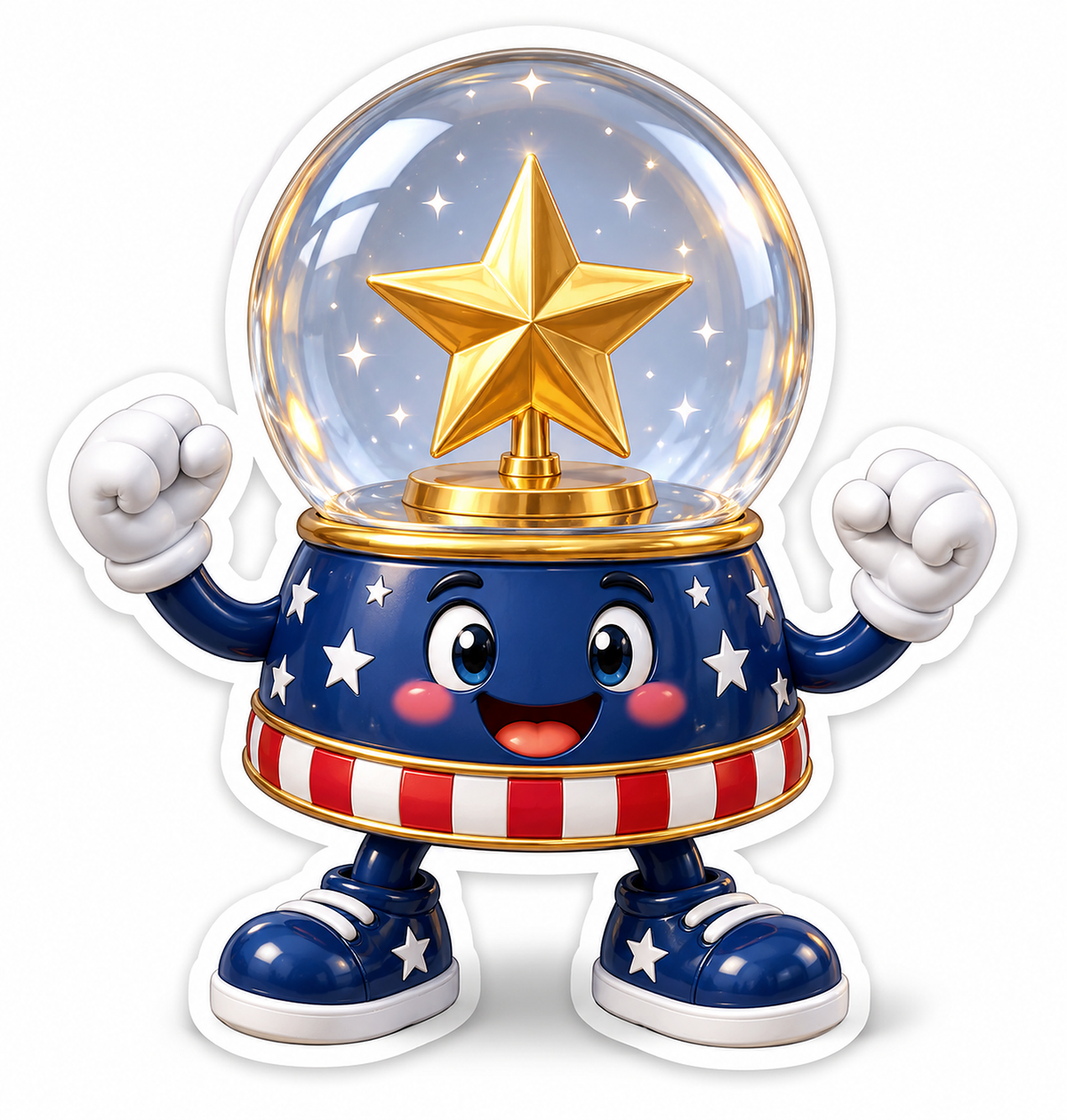 Patriotic Golden Star Snow Globe Character Art Vinyl Decal Stickers