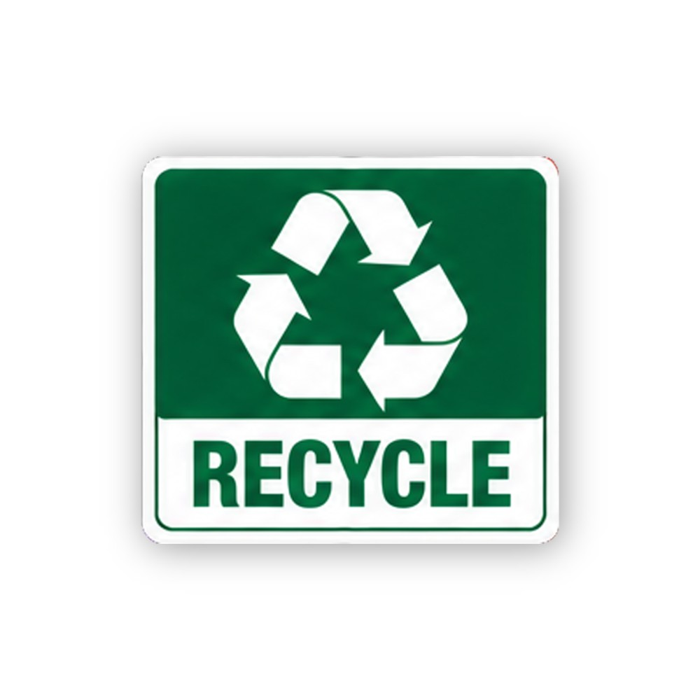 Green White Recycle Arrows Text Square Vinyl Decal Stickers