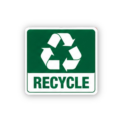 Green White Recycle Arrows Text Square Vinyl Decal Stickers