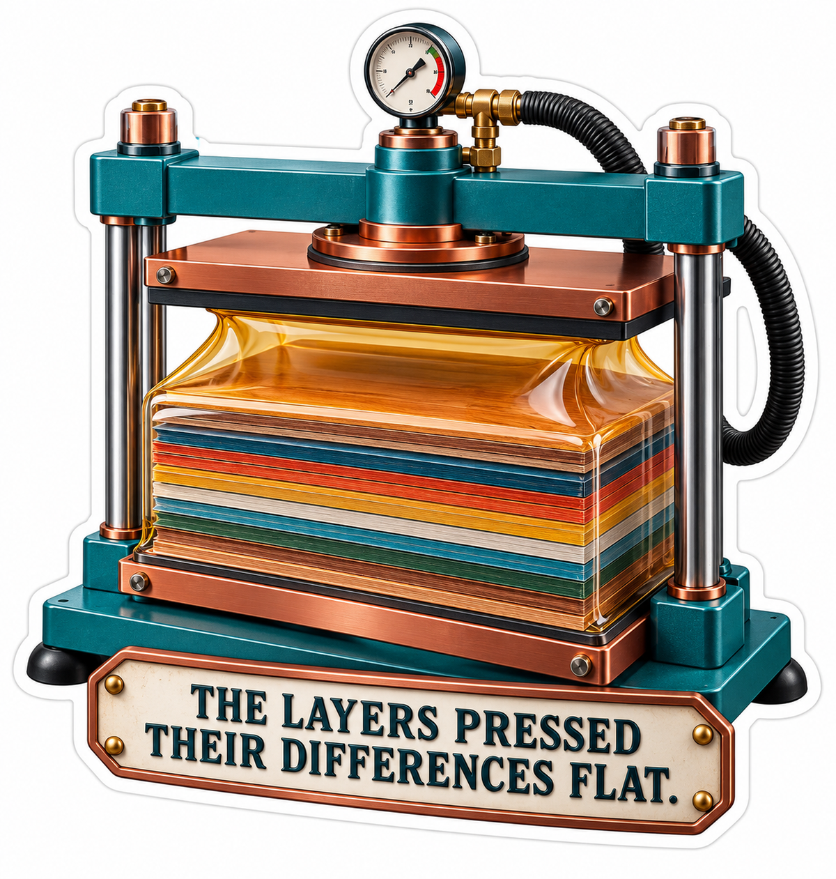 Teal Press Flattening Multicolored Sheets Vinyl Decal Stickers