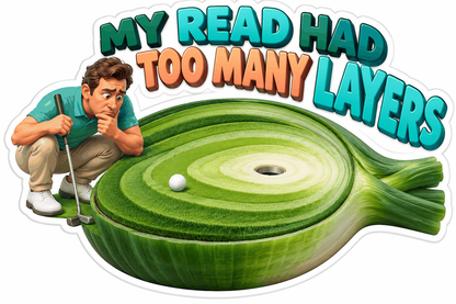 Golfer Reading Onion Layer Putting Green Art Vinyl Decal Stickers