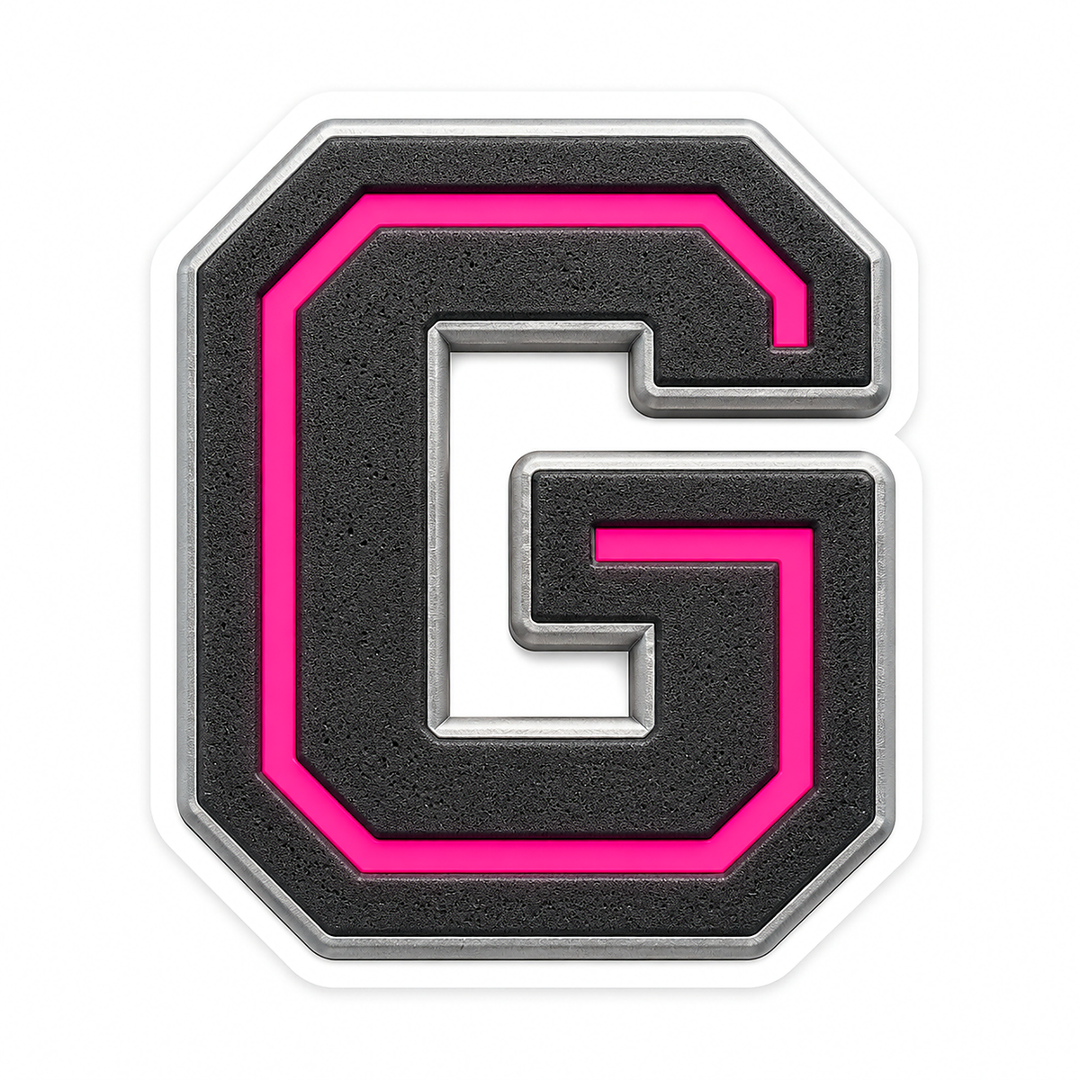 Charcoal Pixel Letter G with Pink Line Art Vinyl Decal Stickers