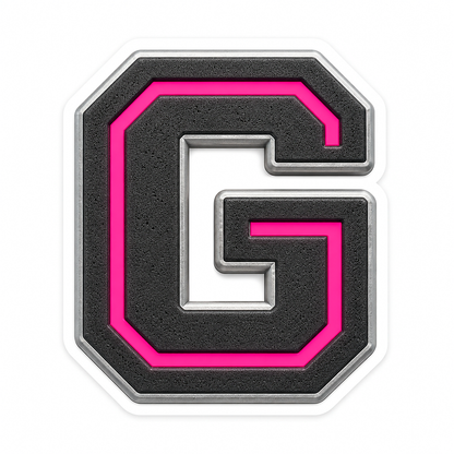 Charcoal Pixel Letter G with Pink Line Art Vinyl Decal Stickers