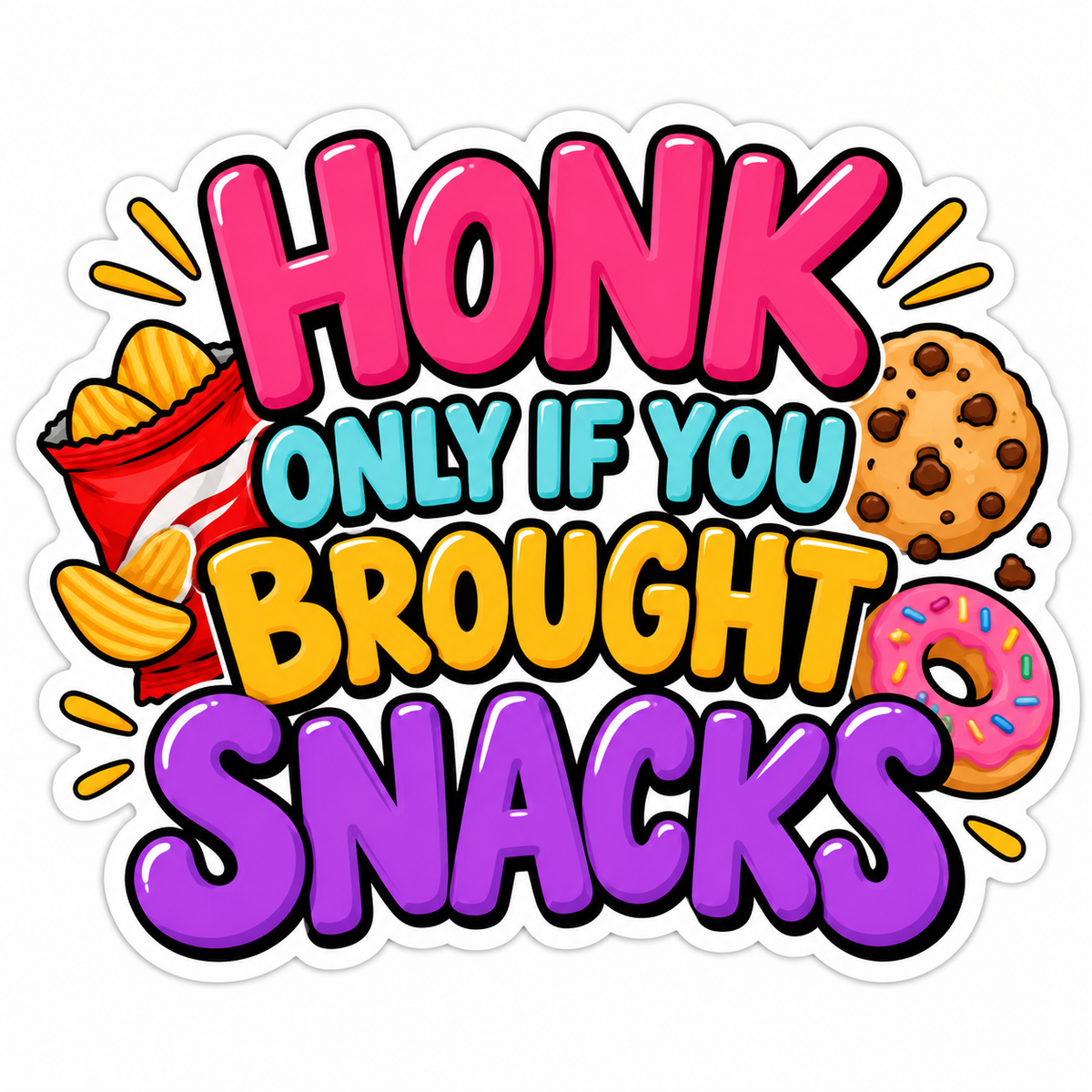Honk Only If You Brought Snacks Quote Vinyl Decal Stickers