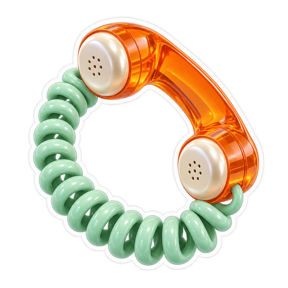 Orange Handset with Mint Coiled Cord Vinyl Decal Stickers