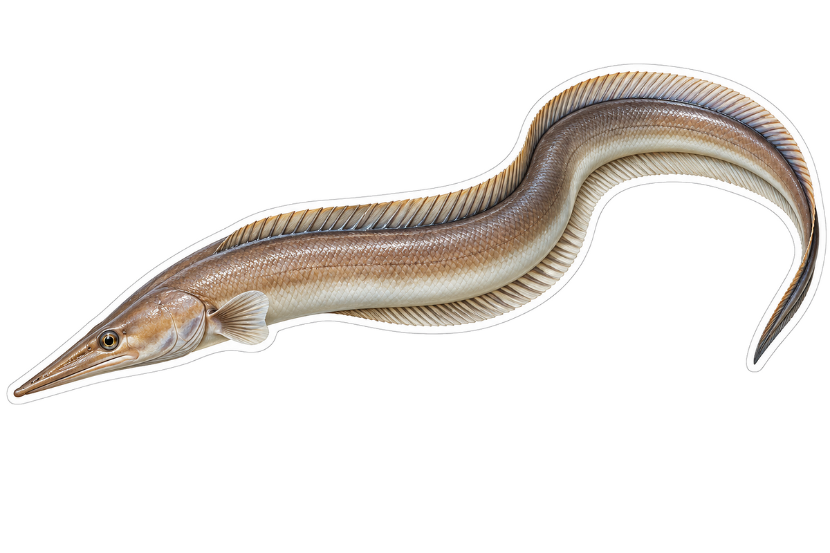 Long Curved Brown Snake Eel Side Profile Vinyl Decal Stickers