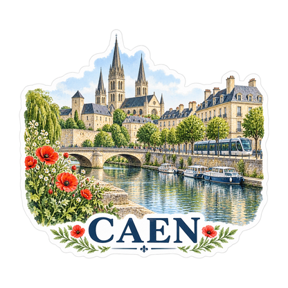 Caen Spring River Cathedral Art Vinyl Decal Stickers