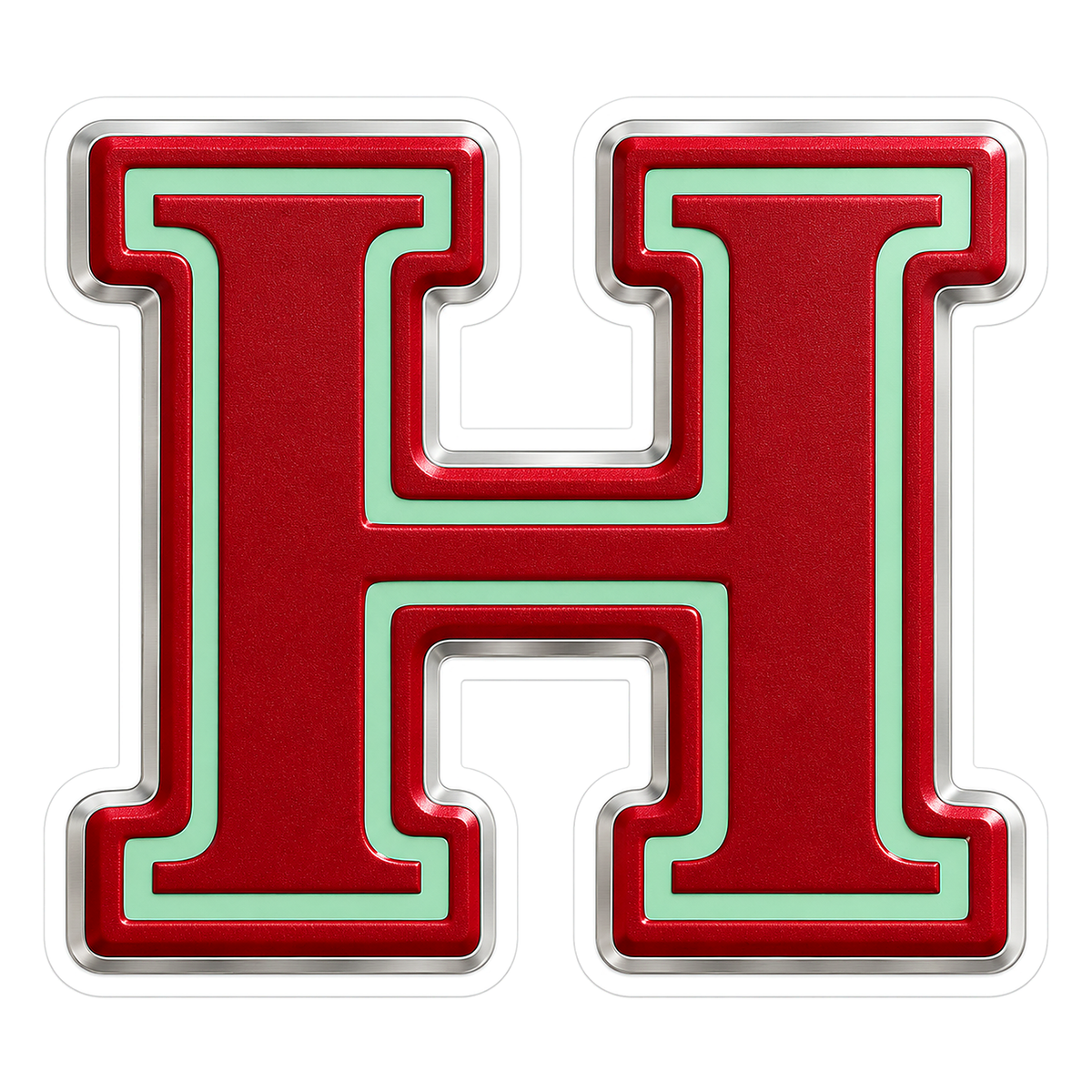 Cranberry Red Mint Trim Letter H Vinyl Decal Stickers