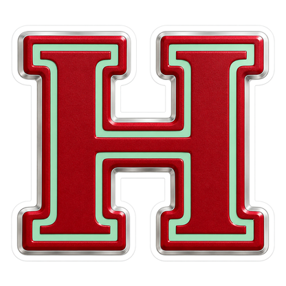 Cranberry Red Mint Trim Letter H Vinyl Decal Stickers