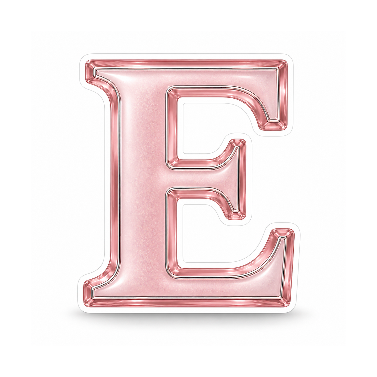 Blush Glass Letter E with Silver Edge Art Vinyl Decal Stickers