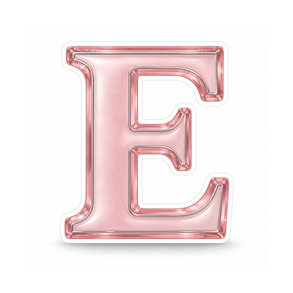 Blush Glass Letter E with Silver Edge Art Vinyl Decal Stickers