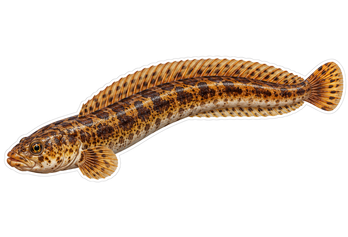 Golden Slender Fish with Brown Mottled Bands Vinyl Decal Stickers