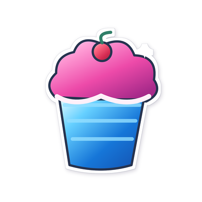 Pink Frosted Cupcake in Blue Wrapper Art Vinyl Decal Stickers