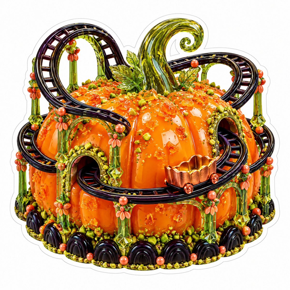 Orange Pumpkin Candy Roller Coaster Art Vinyl Decal Stickers