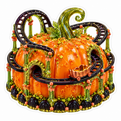 Orange Pumpkin Candy Roller Coaster Art Vinyl Decal Stickers